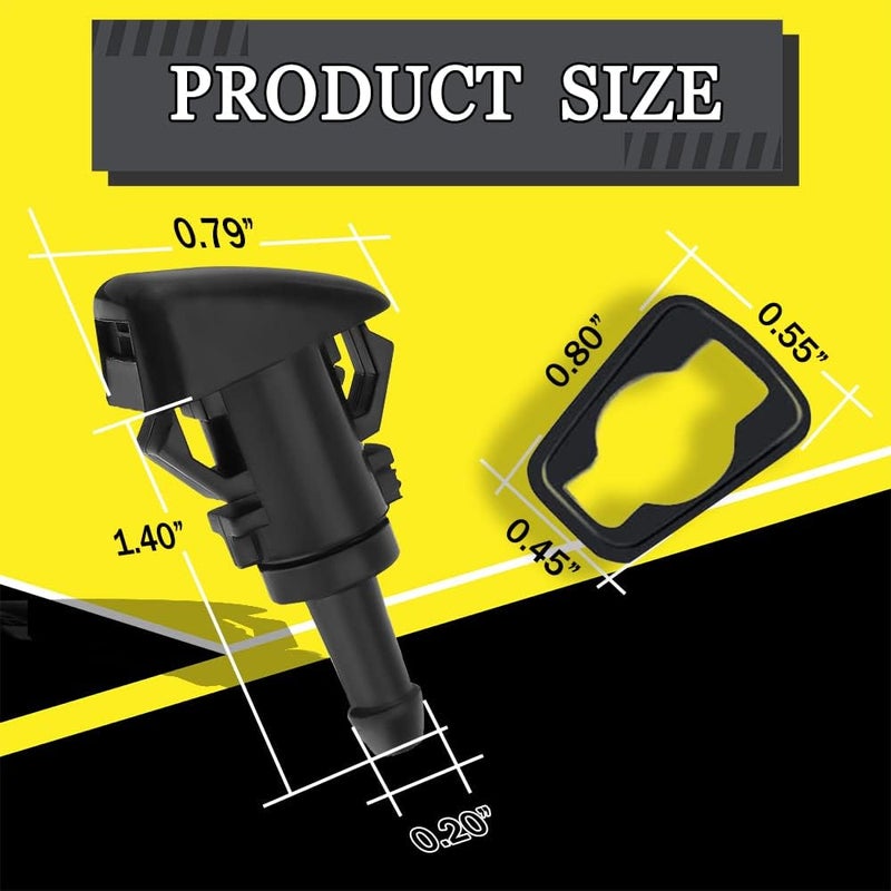 DWARFOO 8 PCS Front Windshield Washer Nozzles, Washer Spray Jet Kit Fit for Chrysler, Dodge, Replaces OEM #: 4805742AB / 5113049AA / 55077460AA / 5303833AA / 5116079AA - Image 2